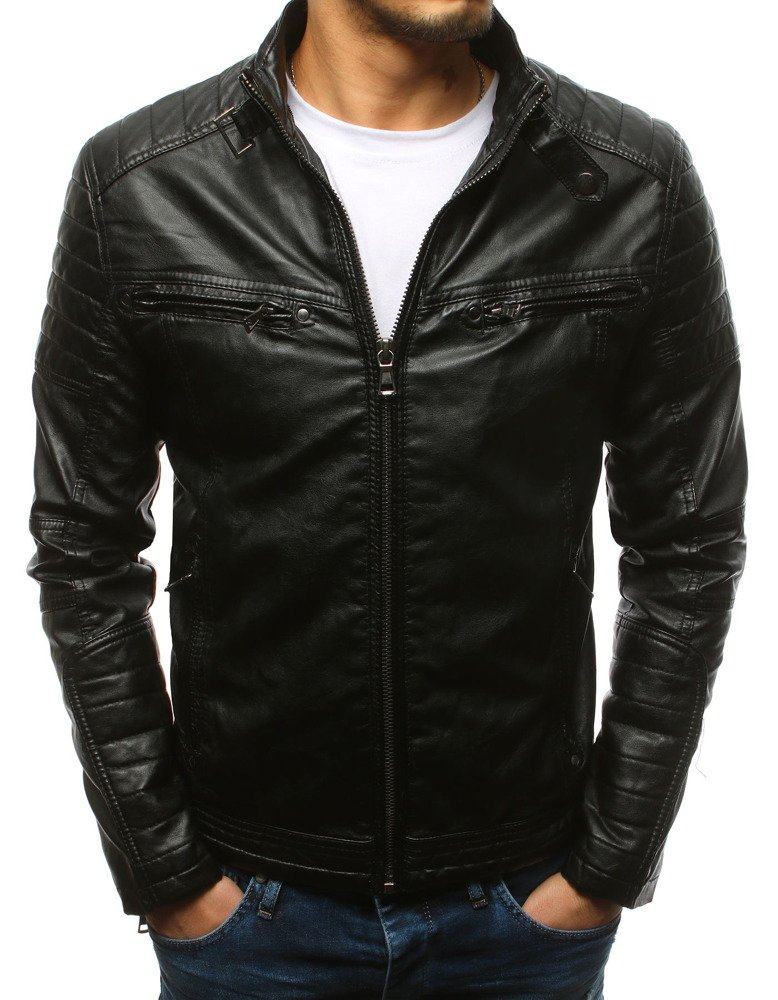 Černá stylová koženková bunda vtx1660