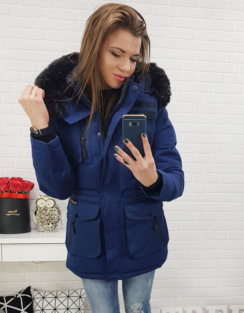 Pohodlná dámská zimní bunda tmavě modrá vty0473