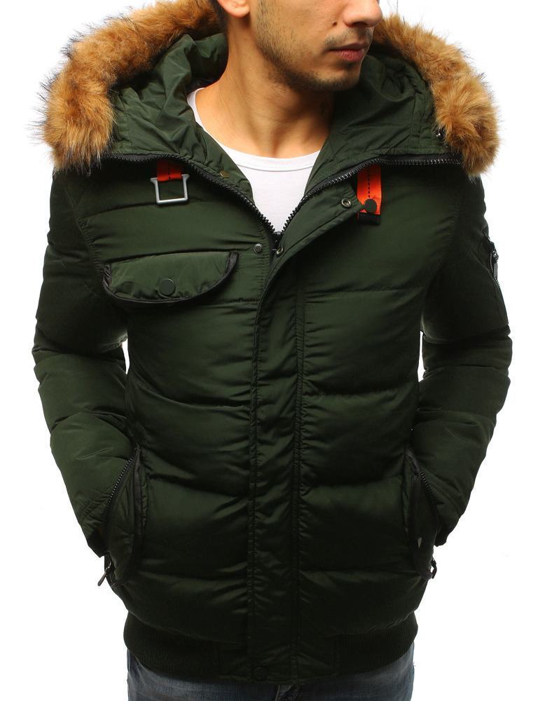 Zajímavá pánská zimní bunda - zelená vtx2527