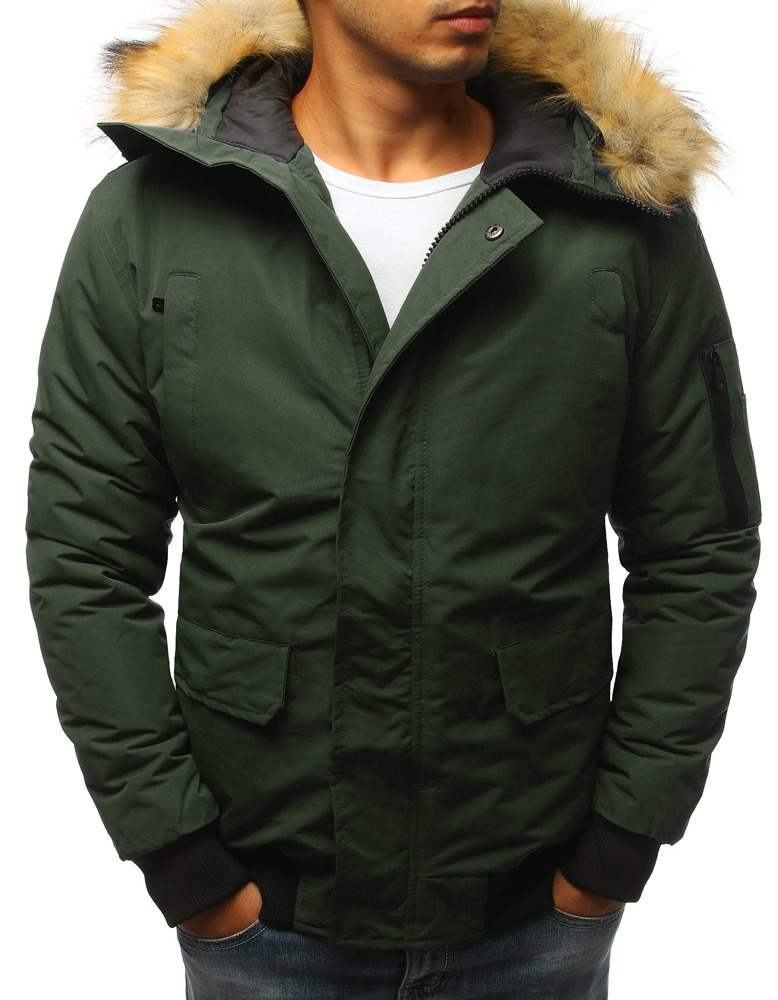 Vypracovaná pánská zimní bunda - zelená vtx2353