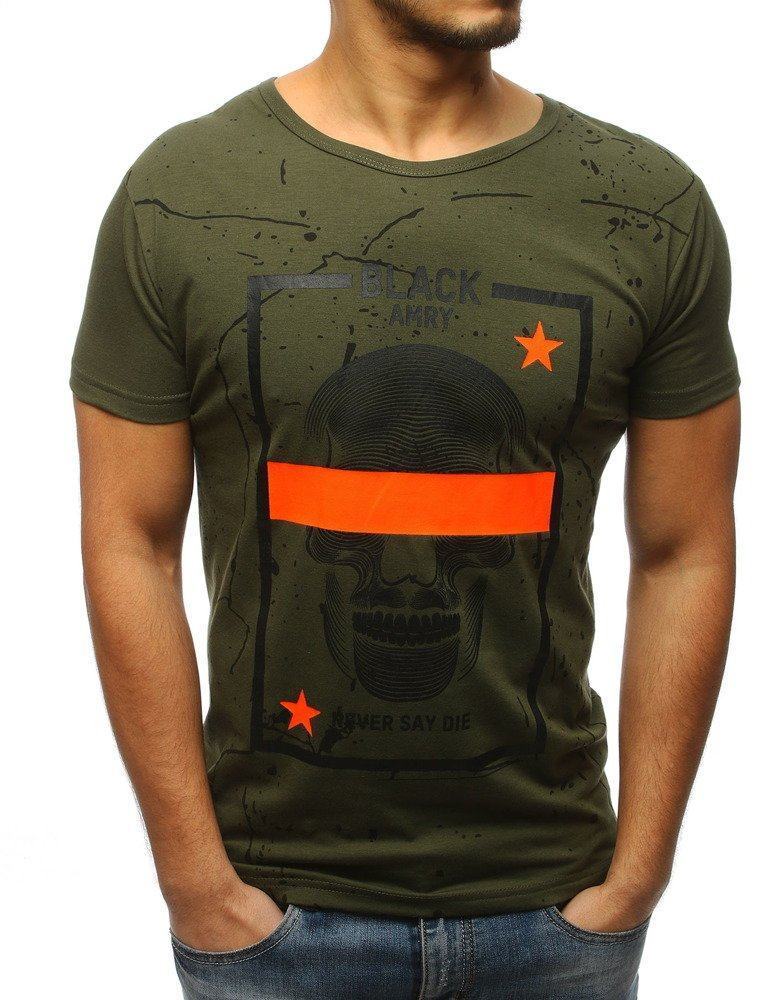 Pánské trendové zelené tričko s potiskem rx3112