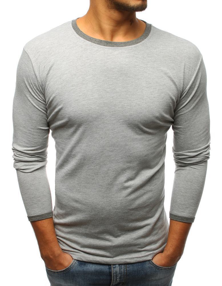 Pánské šedé tričko s dlouhým rukávem lx0475